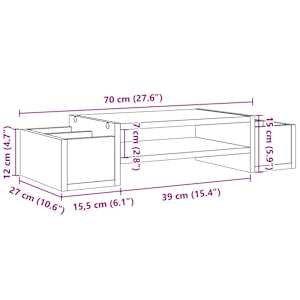 Stojan na monitor s úložným prostorem betonově šedý 70x27x15 cm - obrázek 9
