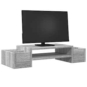 Stojan na monitor s úložným prostorem šedý sonoma 70x27x15 cm - obrázek 3