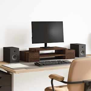 Stojan na monitor s úložným prostorem hnědý dub 70x27x15 cm - obrázek 1