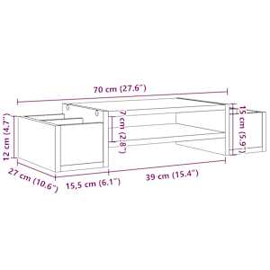Stojan na monitor s úložným prostorem old wood 70x27x15 cm - obrázek 9