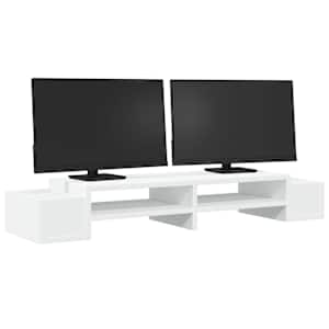 Stojan na monitor s úložným prostorem bílý 100x27x15cm kompozit - obrázek 3