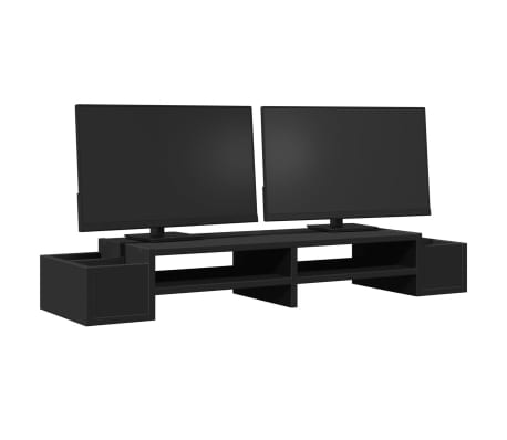 vidaXL Soporte de pantalla con almacenaje madera negro 100x27x15 cm