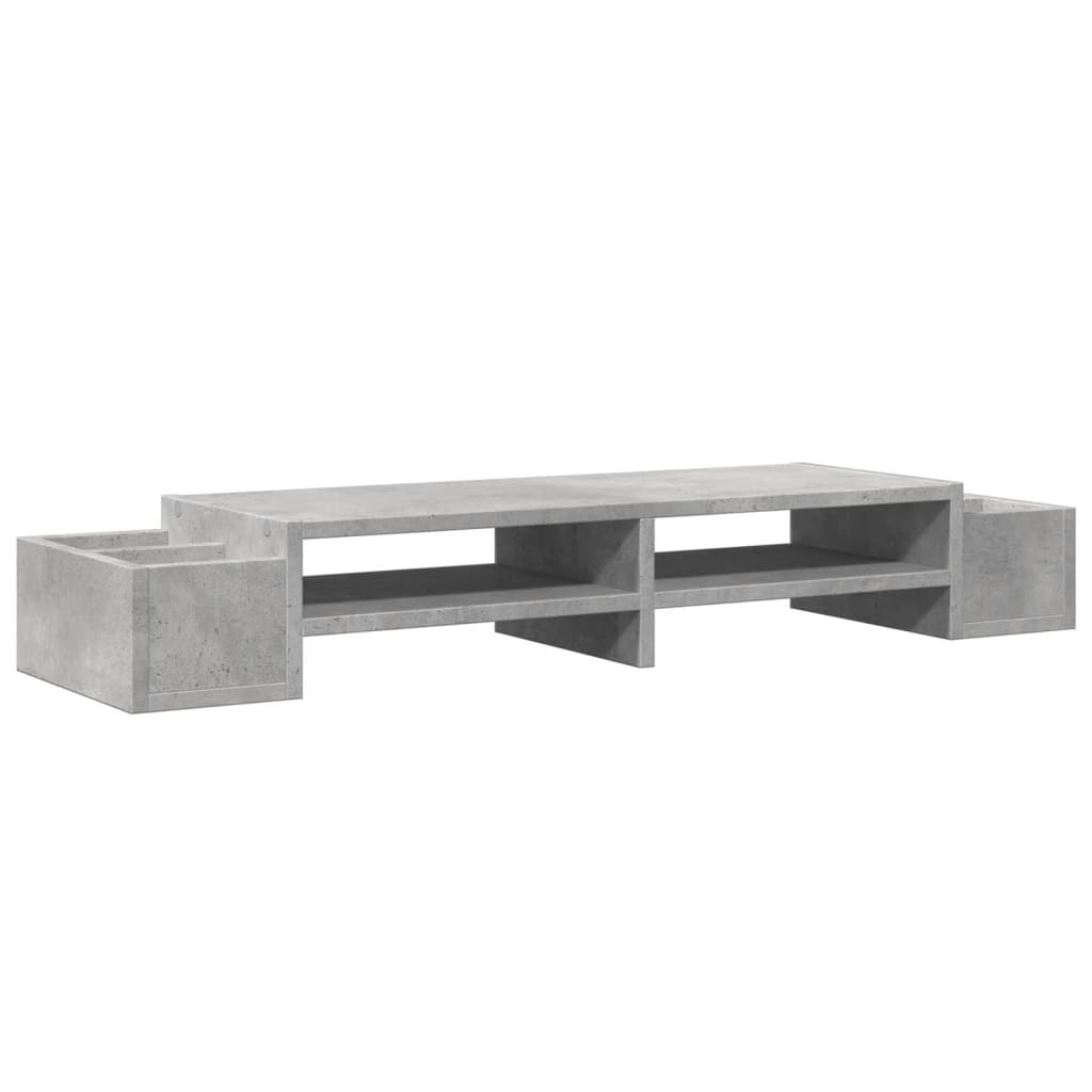 vidaXL Stojalo za zaslon s predelki beton. siva 100x27x15 cm inž. les