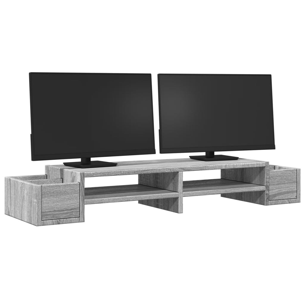 vidaXL szürke sonoma szerelt fa monitorállvány tárolóval 100x27x15 cm