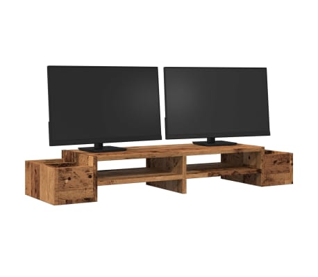 vidaXL Monitor Stand with Storage Old Wood 100x27x15 cm Engineered Wood