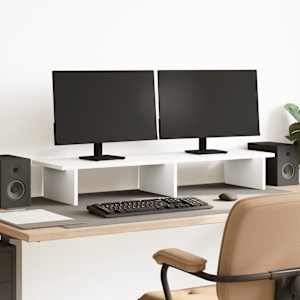 Stojan na monitor bílý 100 x 27 x 15 cm kompozitní dřevo