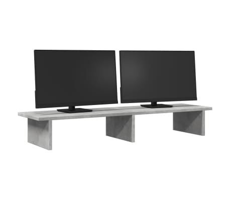 vidaXL Suport de monitor, gri beton, 100x27x15 cm, lemn prelucrat