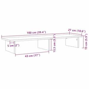 Stojan na monitor betonově šedý 100x27x15 cm kompozitní dřevo - obrázek 9