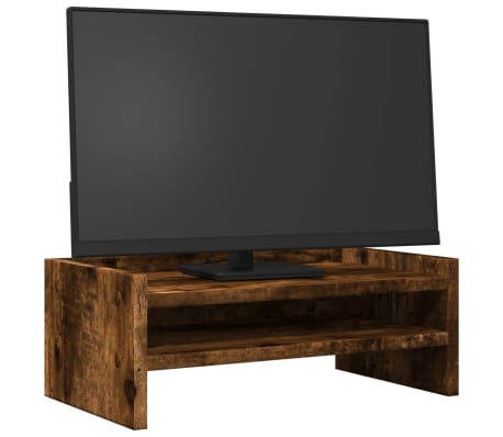 vidaXL skærmstander 42x24x16 cm konstrueret træ røget egetræsfarve