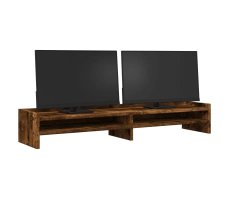 vidaXL Monitoriaus stovas, dūminio ąžuolo, 100x24x16cm, mediena
