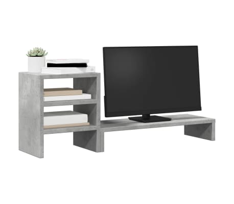 vidaXL Βάση Οθόνης με Organiser Γραφείου Γκρι Σκυρ. από Επεξ. Ξύλο