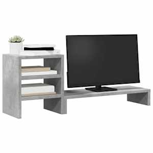 vidaXL Βάση Οθόνης με Organiser Γραφείου Γκρι Σκυρ. από Επεξ. Ξύλο