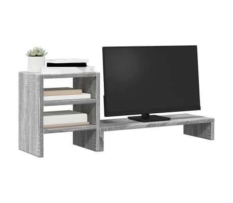 vidaXL Βάση Οθόνης με Organiser Γραφείου Γκρι Sonoma από Επεξ. Ξύλο
