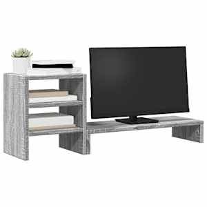 vidaXL Βάση Οθόνης με Organiser Γραφείου Γκρι Sonoma από Επεξ. Ξύλο