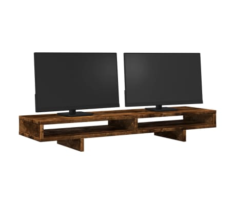 vidaXL Suport de monitor, stejar fumuriu, 100x27x15 cm, lemn compozit