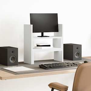 Organizator za mizo nastavljiv bel 40x17x41 cm inženirski les