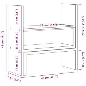Stolní organizér nastavitelný betonově šedý 40x17x41cm kompozit - obrázek 10