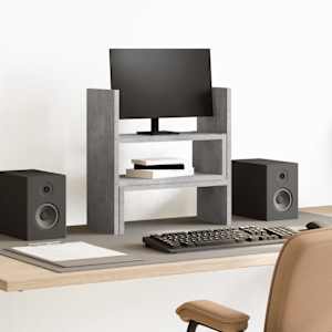 Organizator za mizo nastavljiv betonsko siv 40x17x41 cm les