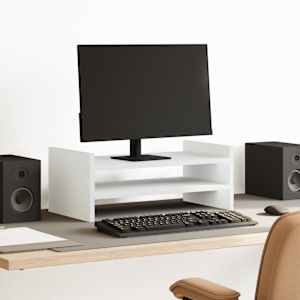 Stojan na monitor bílý 50 x 27 x 20 cm kompozitní dřevo - obrázek 1