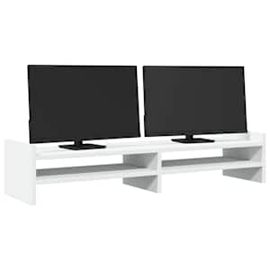 Stojan na monitor bílý 100 x 27 x 20 cm kompozitní dřevo - obrázek 3