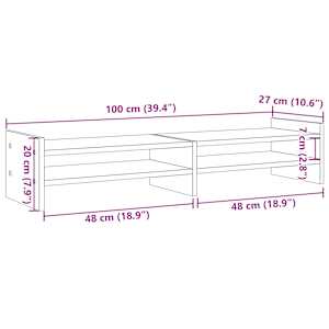 Stojan na monitor bílý 100 x 27 x 20 cm kompozitní dřevo - obrázek 9
