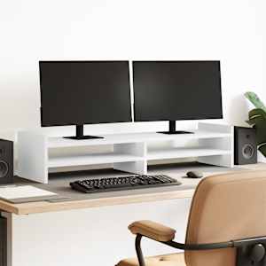 Stojan na monitor bílý 100 x 27 x 20 cm kompozitní dřevo - obrázek 1