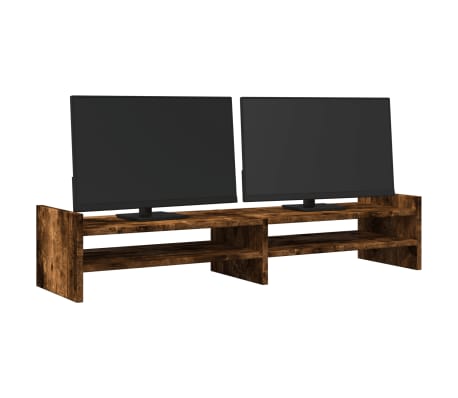 vidaXL Suport de monitor, stejar fumuriu, 100x27x20 cm, lemn prelucrat