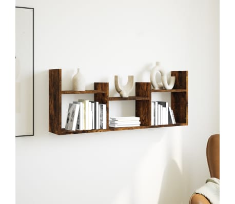 vidaXL Wall Cabinet 100x18x40 cm Smoked Oak Engineered Wood