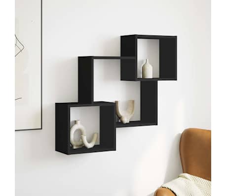 vidaXL Armario de pared madera de ingenier&iacute;a negro 78x18x71 cm