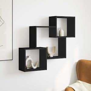 vidaXL Armario de pared madera de ingenier&iacute;a negro 78x18x71 cm