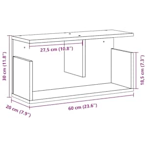 Nástěnná skříňka 60 x 20 x 30 cm bílá kompozitní dřevo - obrázek 9