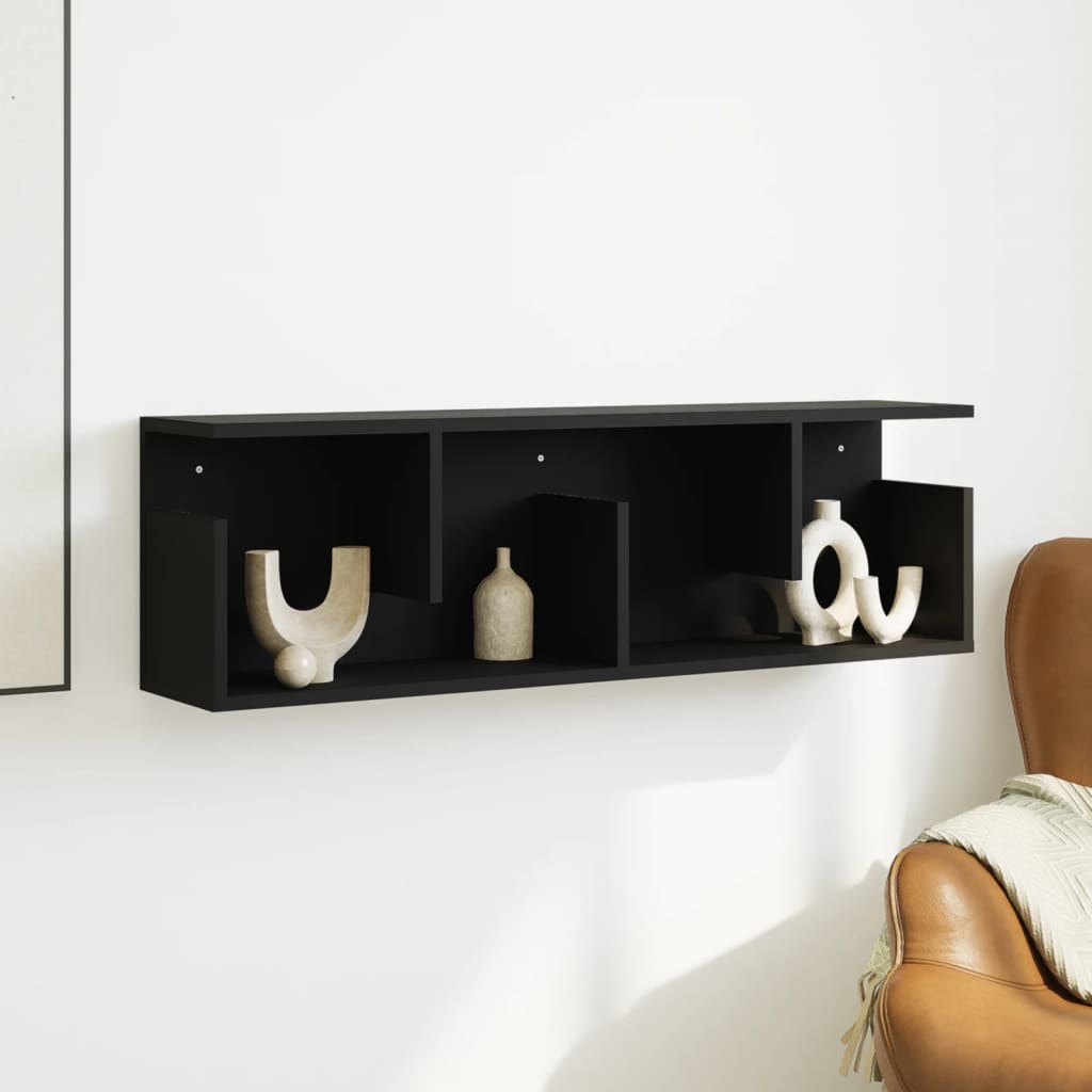vidaXL Wandkast 100x20x30 cm bewerkt hout zwart afbeelding
