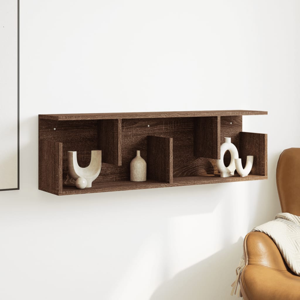 vidaXL Wandkast 100x20x30 cm bewerkt hout bruin eikenkleur afbeelding