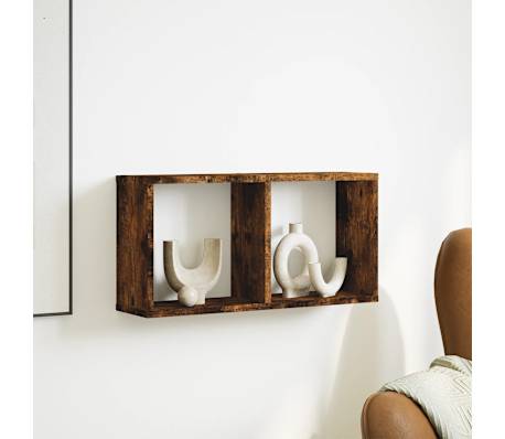 vidaXL Wall Cabinet 60x16x30 cm Smoked Oak Engineered Wood