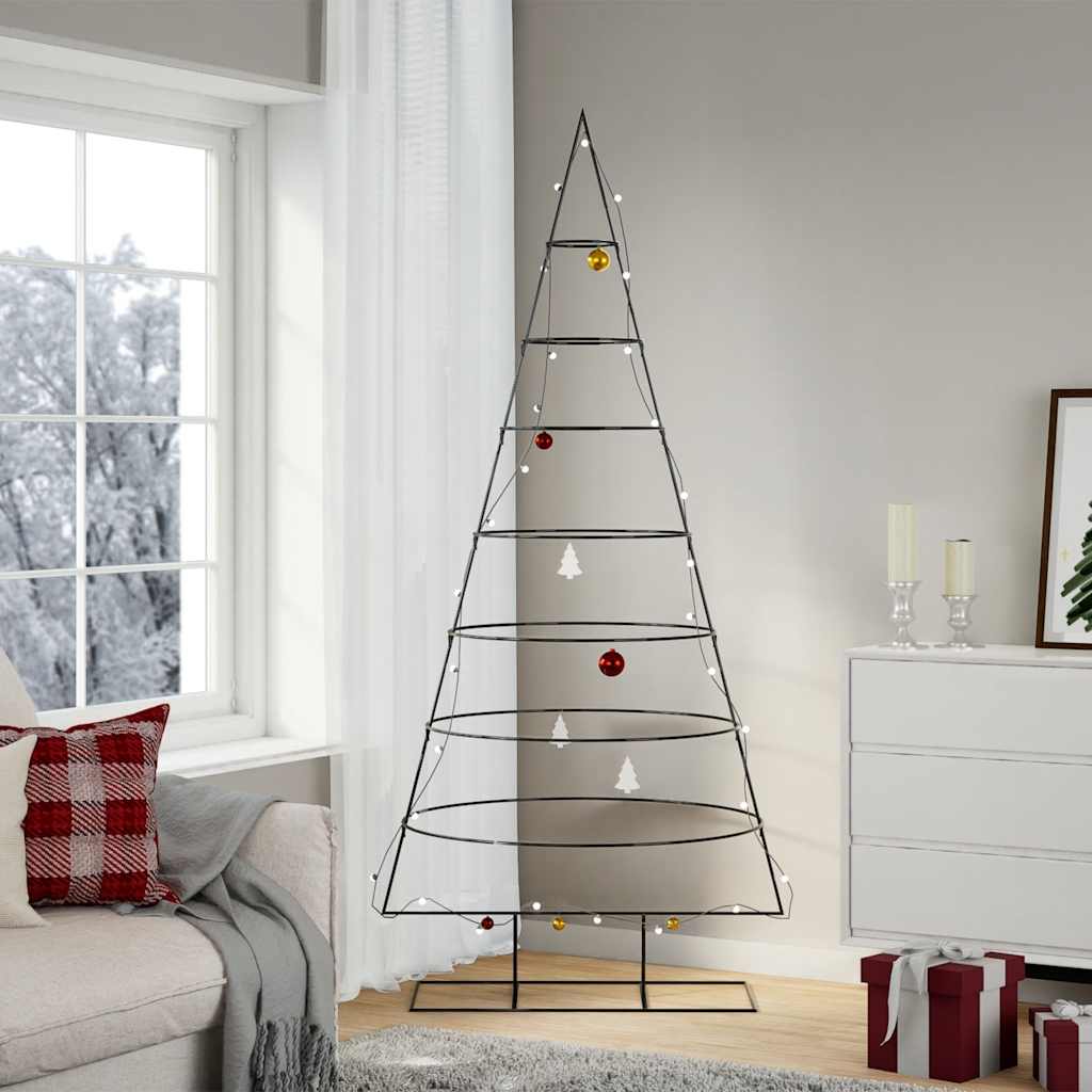vidaXL Metall-Weihnachtsbaum zum Dekorieren Schwarz 210 cm