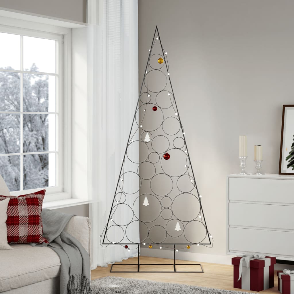 vidaXL Metall-Weihnachtsbaum zum Dekorieren Schwarz 210 cm