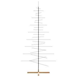 Kovový vánoční stromeček s dřevěnou základnou černý 210 cm - obrázek 4
