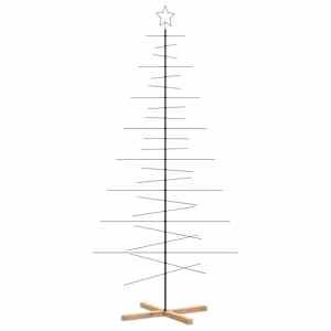 Kovový vánoční stromeček s dřevěnou základnou černý 210 cm - obrázek 5