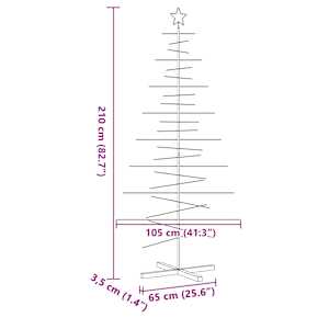 Kovový vánoční stromeček s dřevěnou základnou černý 210 cm - obrázek 7