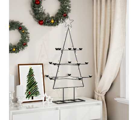 vidaXL Metall-Weihnachtsbaum zum Dekorieren Schwarz 105 cm
