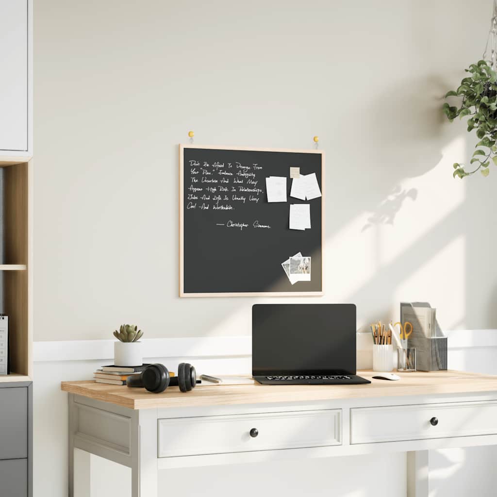 vidaXL Tavle med ramme i heltre furu svart 60x55 cm