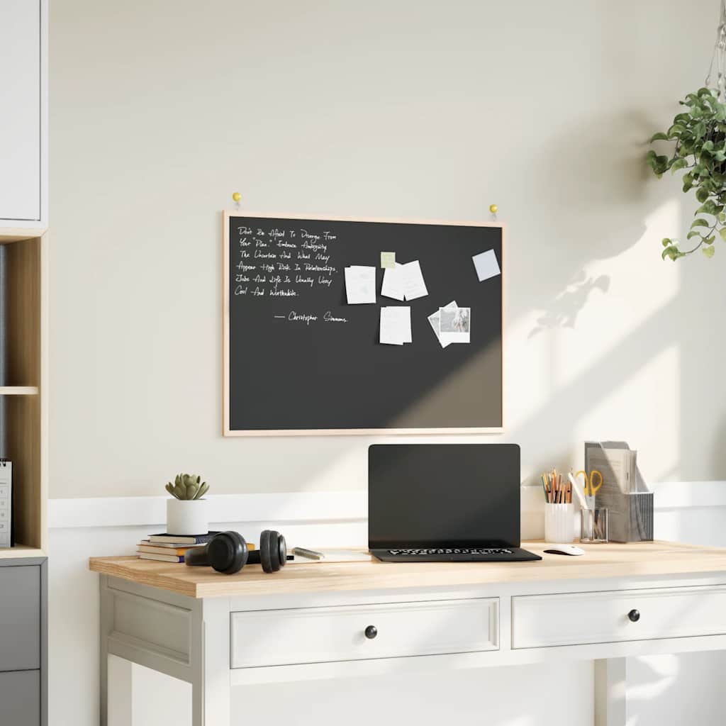 vidaXL Tavle med ramme i heltre furu svart 80x55 cm