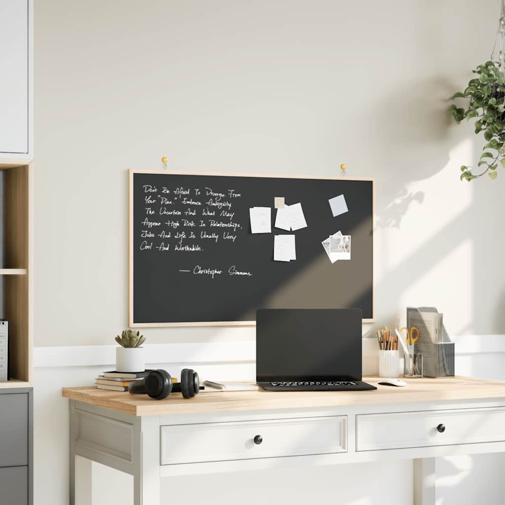 vidaXL Tavle med ramme i heltre furu svart 100x55 cm