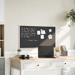 Tabla za pisanje z okvirjem iz masivnega borovega lesa črna 100x55 cm