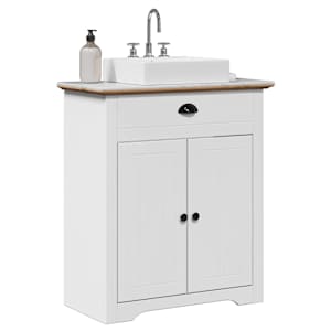 Koupelnová umyvadlová skříňka "BODO" bílý a hnědá 70x35x80 cm - obrázek 1