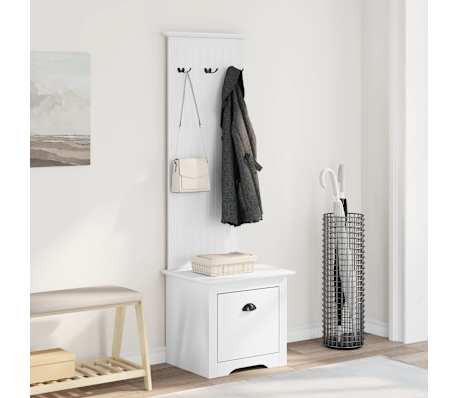 vidaXL prie&scaron;kambario spintelė su kabliukais "BODO" Balta 50x40x157 cm