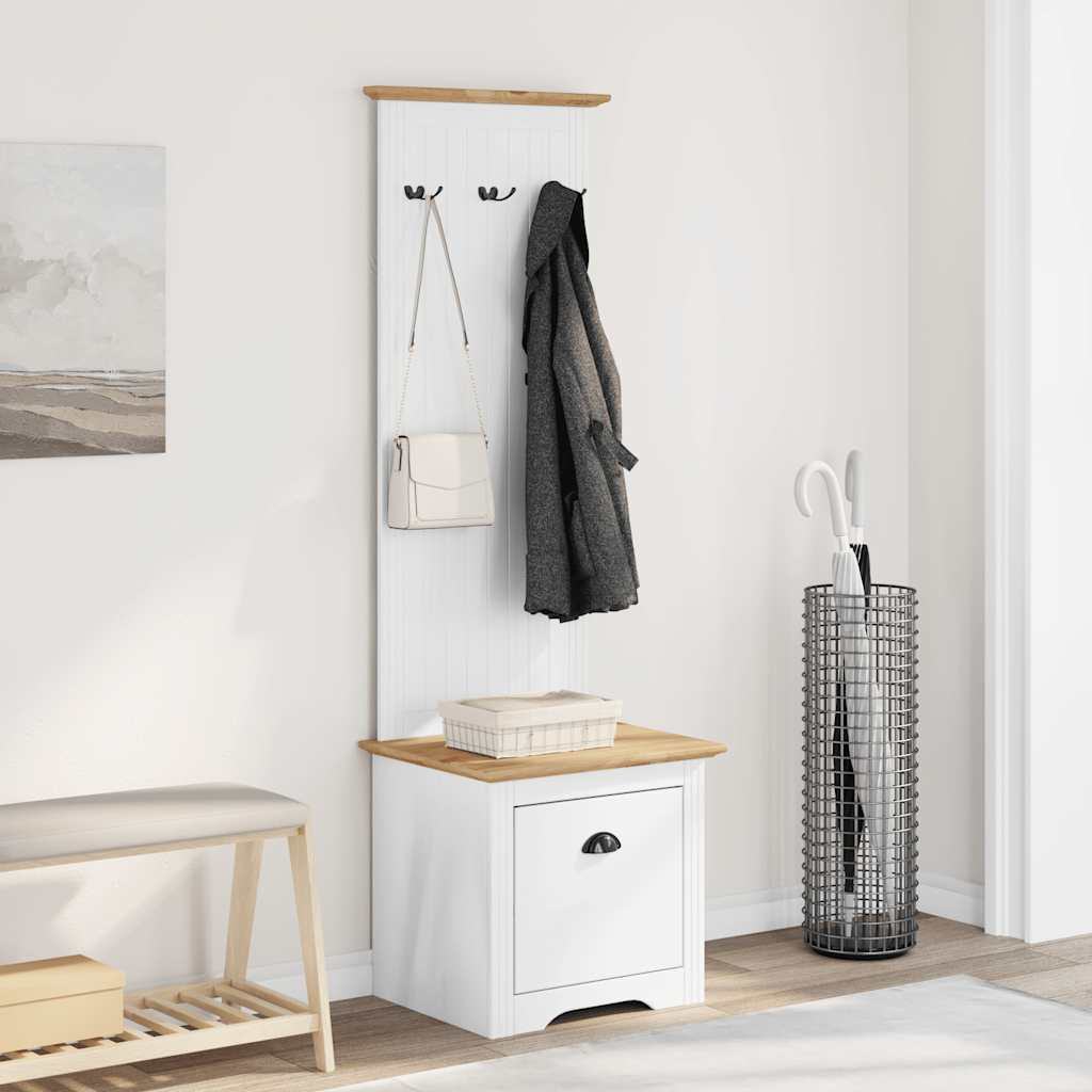 vidaXL Gangkast met haken BODO 50x40x157 cm wit en bruin afbeelding