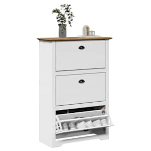 L stojalo za čevlje "BODO" Bela in rjava 80x35x118 cm