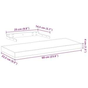Plovoucí police 2 ks 60 x 23,5 x 4 cm kompozitní dřevo - obrázek 9