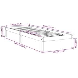 Prodloužený rám postele bez matrace bílý 90 x 210 cm borovice - obrázek 9